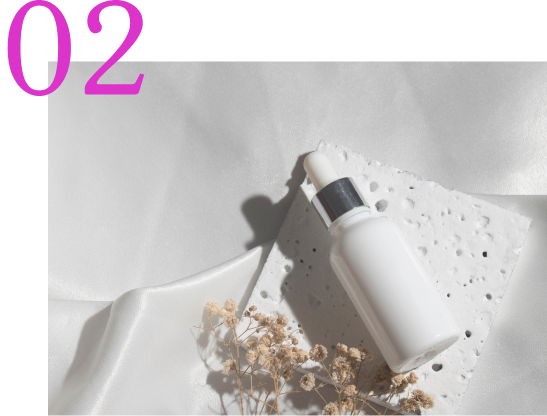 4つの特徴の2つ目。
白い背景に商品が置いてある様子。