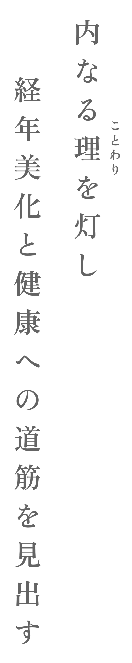 「内なる理(ことわり)を灯し、経年美化と健康への道筋を見出す」RIONIの理念です。
